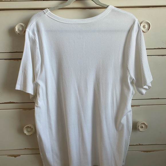 NWT a new day White Ribbed Short Sleeve Tee - Picture 3 of 3
